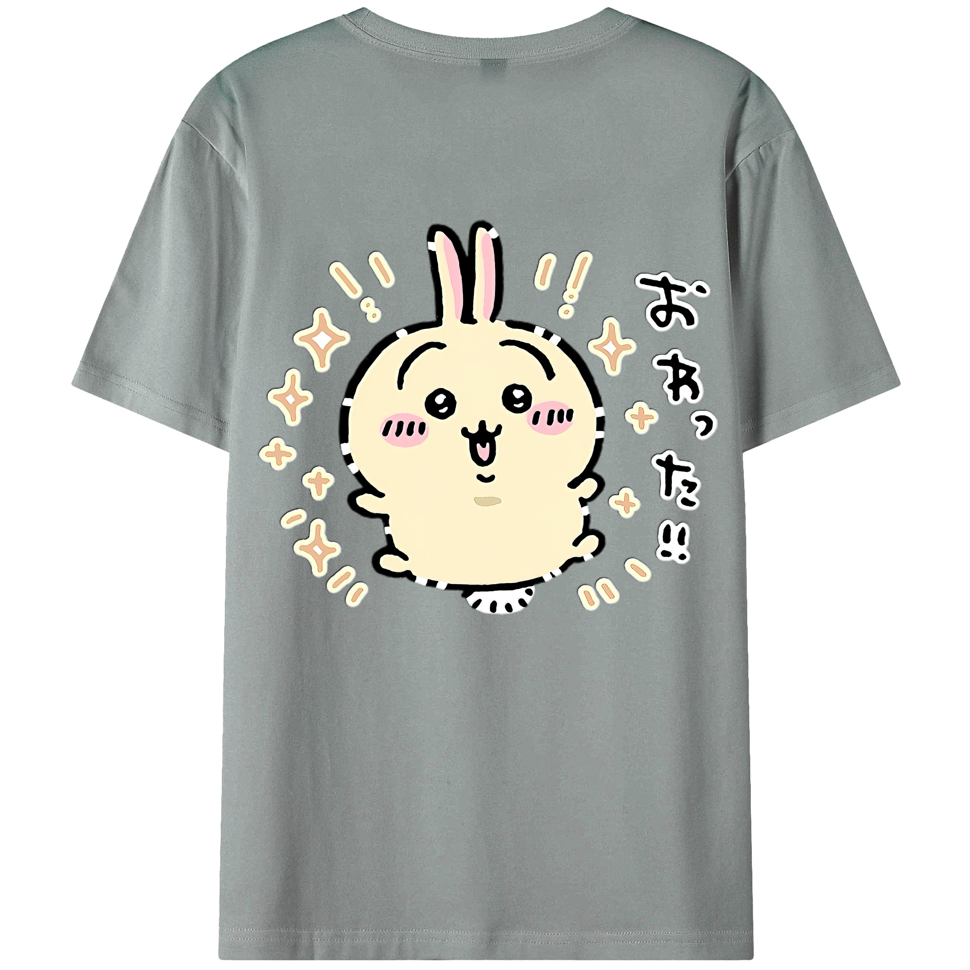 （画像用） ちいかわ うさぎ Chii-kawa usagi 綿100％ メンズ半袖Tシャツ（バックプリント） 通気性